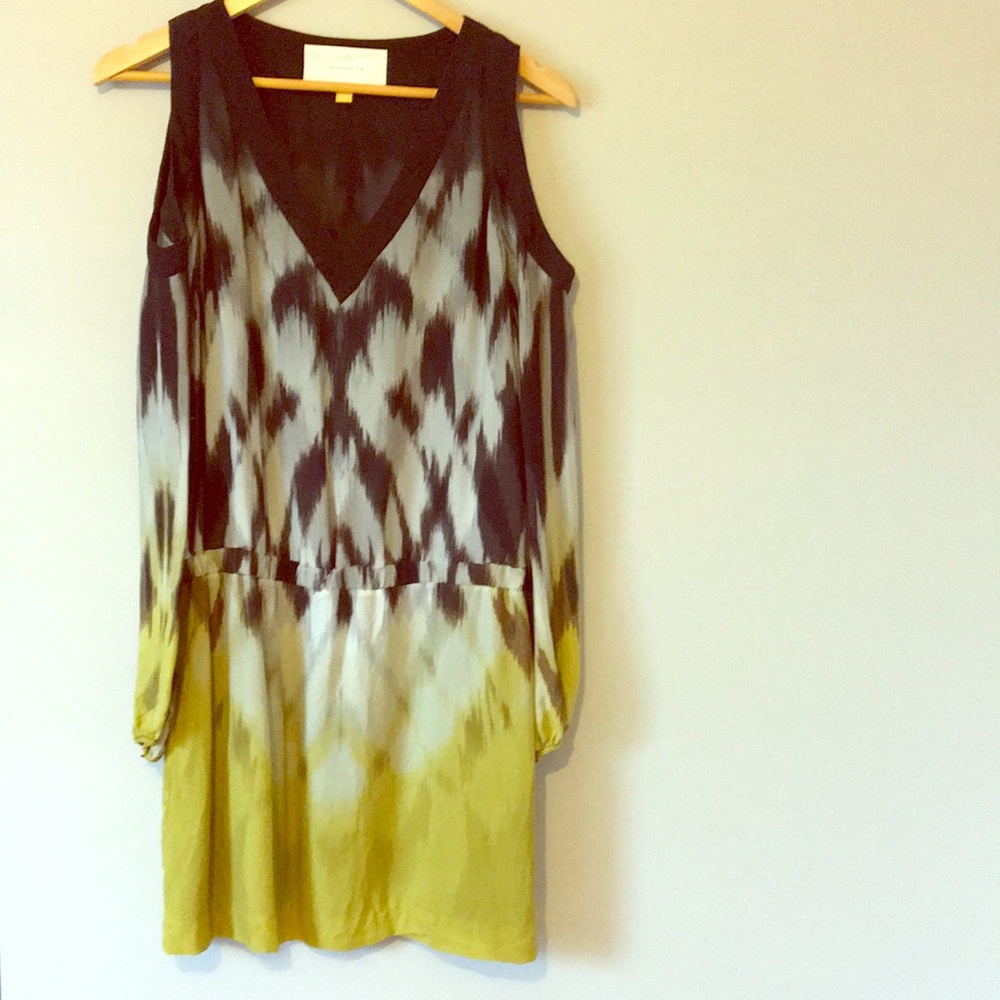 Silk cold shoulder dress from Anthropologie